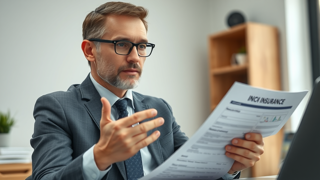 insurance agent discussing dental insurance coverage for teeth whitening in Miami, office environment, highly detailed, neutral lighting
