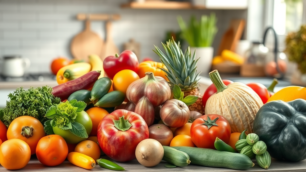 Vibrant fresh fruits and vegetables arranged attractively to support healthy living tips with natural colors and textures.