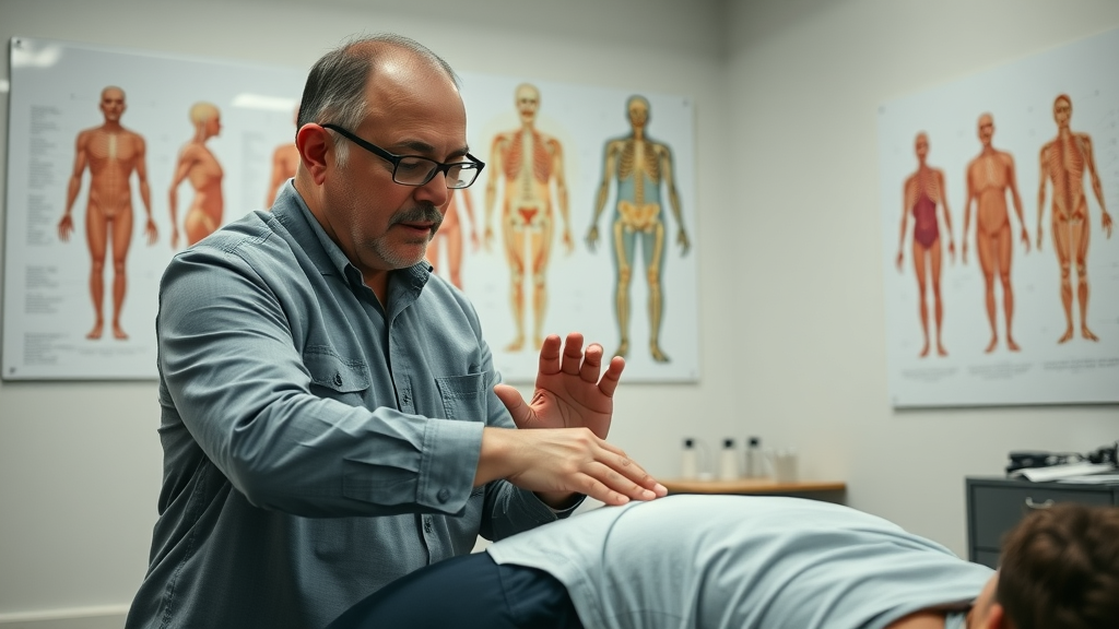 spinal manipulation - Chiropractor demonstrating spinal adjustment technique to engaged patient in clinic