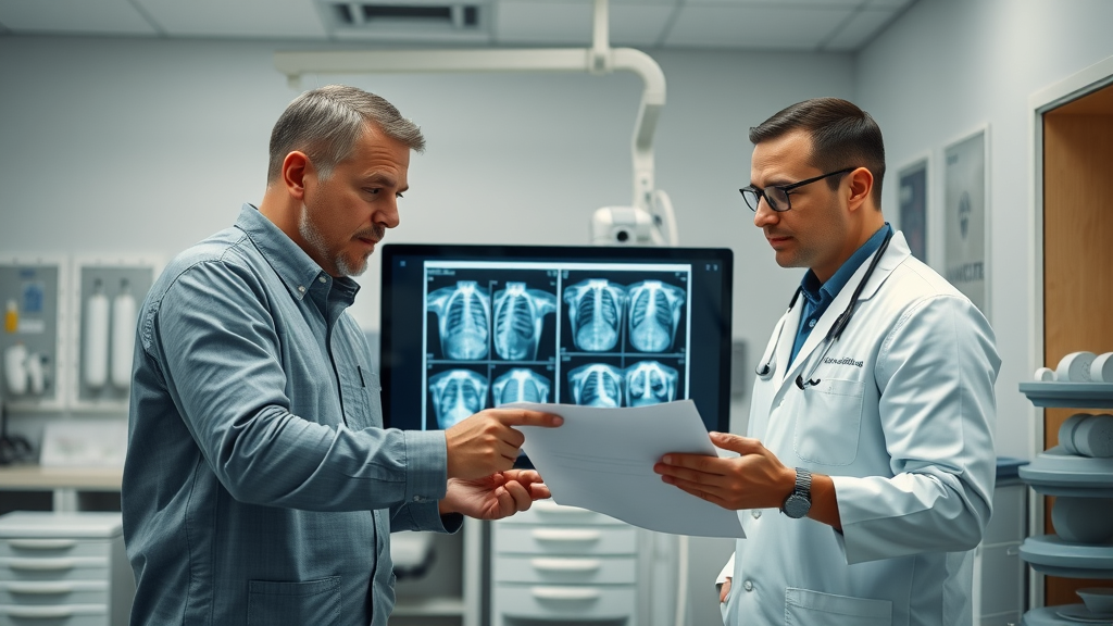 rehab center - Team of chiropractors and rehab specialists reviewing patient records in clinic