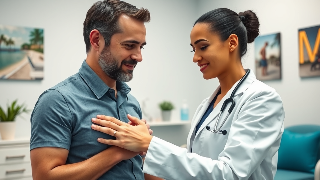 miami chiropractor gently assessing a patient in a bright Miami chiropractic clinic