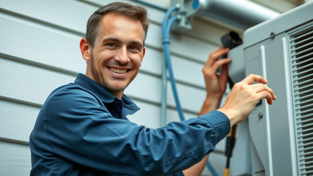 Professional HVAC technician repairing an AC unit—reliable air conditioning repair services in action